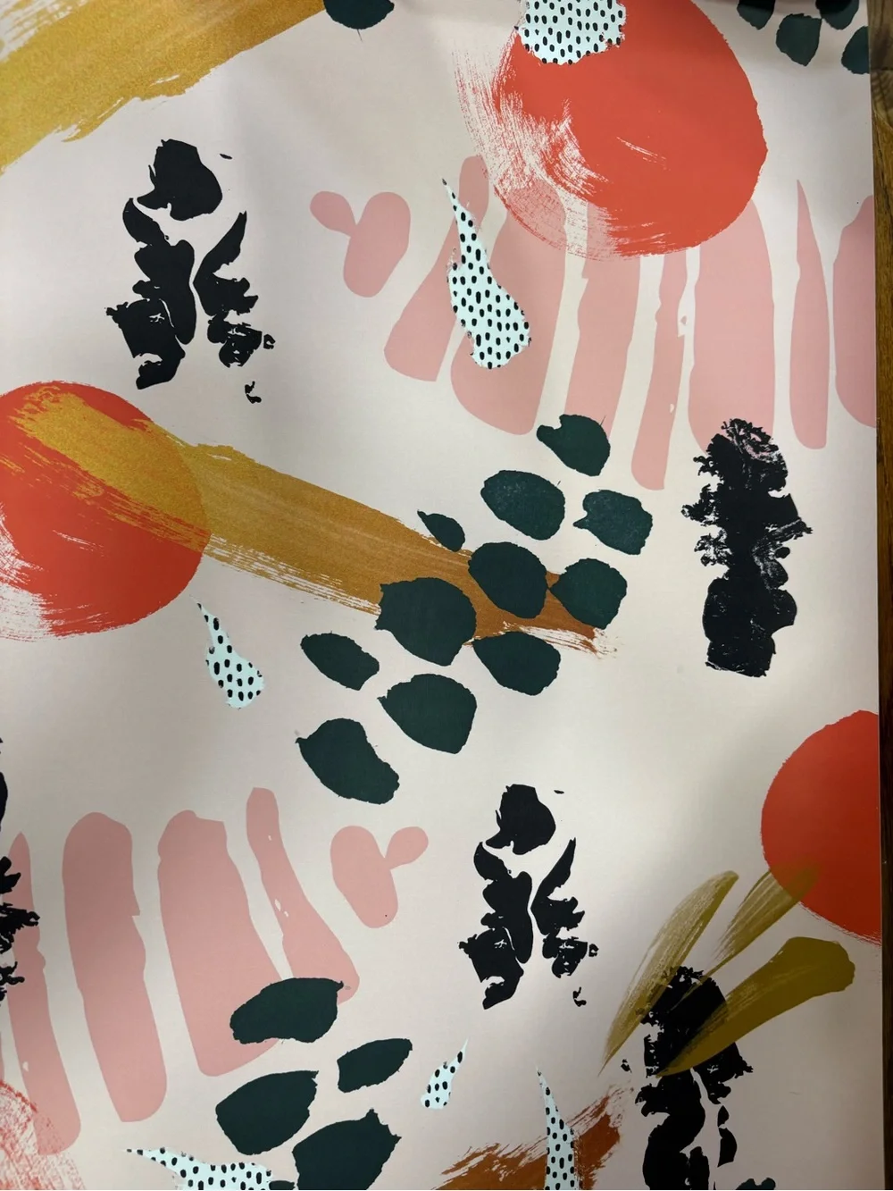 Brewster home fashions abstract BoHo wallpaper roll MCM pink/orange/black modern